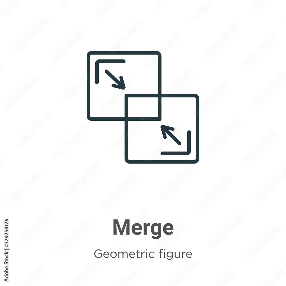 Poster merge outline vector icon. thin line black merge icon, flat vector simple element illustration from 