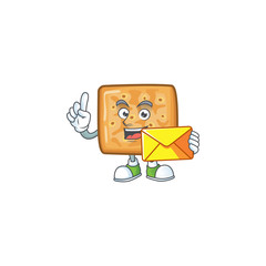 Cute face crackers mascot design holding an envelope