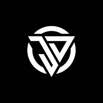 JD logo with triangle shape and circle rounded design template