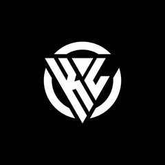 KL logo with triangle shape and circle rounded design template