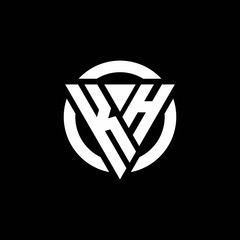 KH logo with triangle shape and circle rounded design template