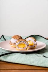 Choux cake dessert sweet lemon yellow
