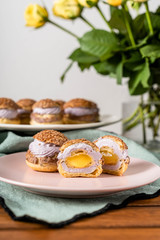 Choux cake dessert sweet lemon yellow