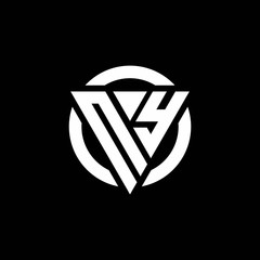 NY logo with triangle shape and circle rounded design template - obrazy, fototapety, plakaty