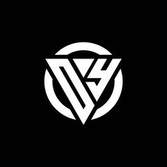 OY logo with triangle shape and circle rounded design template