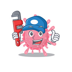 Smart Plumber corona virus germ on cartoon character design