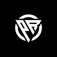 PR logo with triangle shape and circle rounded design template