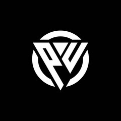 PU logo with triangle shape and circle rounded design template