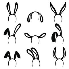 Vector illustrations of Easter decorative rabbit ears on headband set
