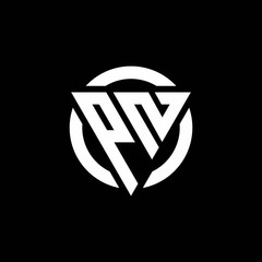 PN logo with triangle shape and circle rounded design template