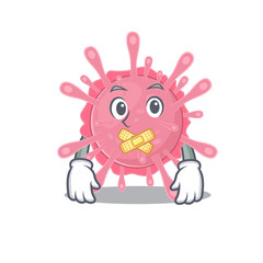 Corona virus germ mascot cartoon character design with silent gesture