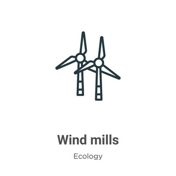 Wind mills outline vector icon. Thin line black wind mills icon, flat vector simple element illustration from editable ecology concept isolated stroke on white background