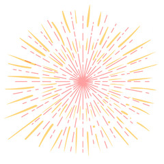 Outline drawing of rays of the sun in vintage style. Tattoo flesh design, yoga logo. Boho print, poster, t-shirt textile. Anti stress book. Isolated vector illustration.