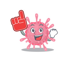 Corona virus germ mascot cartoon style with Foam finger