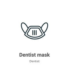 Dentist mask outline vector icon. Thin line black dentist mask icon, flat vector simple element illustration from editable dentist concept isolated stroke on white background