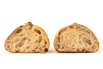 loaf of bread with sesame seeds isolated on white