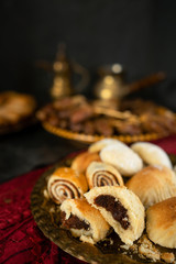 baklava and dates on tray
