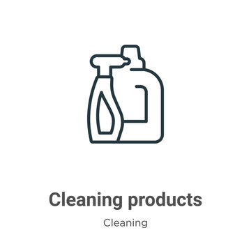 Cleaning products outline vector icon. Thin line black cleaning products icon, flat vector simple element illustration from editable cleaning concept isolated stroke on white background