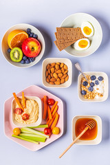 Healthy snack on a pastel background.