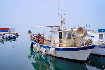 Fishing boats on the seashore.