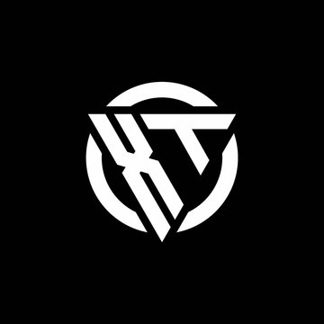 XT logo with triangle shape and circle rounded design template