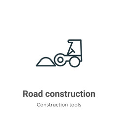 Road construction outline vector icon. Thin line black road construction icon, flat vector simple element illustration from editable construction concept isolated stroke on white background