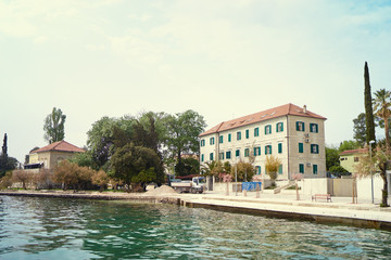 Kastel coast in Dalmatia,Croatia. Famous tourist destination. Old town near on the Adriatic seashore.