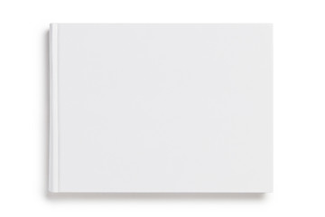 Naklejka premium White hardcover rectangular book or album, isolated on white background