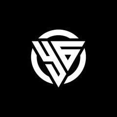 YG logo with triangle shape and circle rounded design template