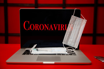 Coronavirus on the laptop screen. Deadly virus raging in China.