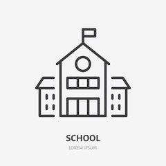 School building line icon, vector pictogram of college or university. Education illustration, sign for schoolhouse exterior
