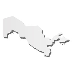 Uzbekistan - grey 3d-like silhouette map of country area with dropped shadow. Simple flat vector illustration