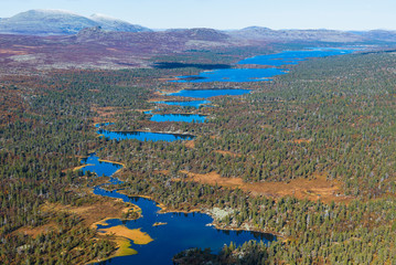 Aerial view of forests and lakes, Dalarna, Sweden