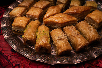 baklava and dates on tray
