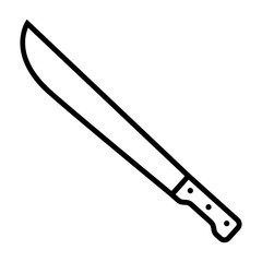 Machete sword or blade weapon line vector icon for games and websites