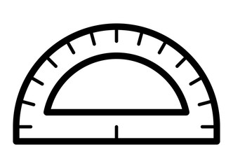 Half circle protractor for measuring angles line art vector icon for math apps and websites - obrazy, fototapety, plakaty