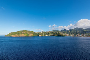 Fototapeta na wymiar Landscape of the tropical caribbean island of Saint Vincent, Saint-Vincent and the Grenadines