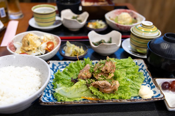 Fried chicken lunch at Japanese restaurant