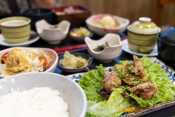 Fried chicken lunch at Japanese restaurant