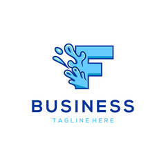 Letter F Water Splash Nature Creative Illustration Icon Logo Design Template Element Vector