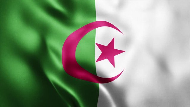 Loop animation of Photo Realistic fabric waving flag of Algeria Ultra HD 4K Algeria National Flag
