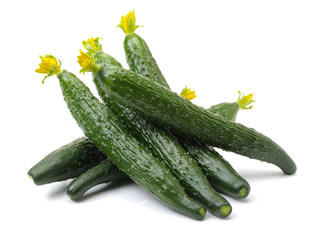 Green cucumber on the white background 