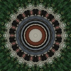 Round gradient mandala. mandala Illustration in green and pink colors. Mandala with floral patterns. Seamless pattern with a kaleidoscope