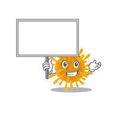 Coronaviruses cute cartoon character bring a board