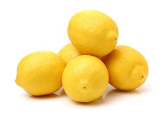 Ripe lemons on white background