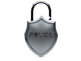 Police badge with padlock