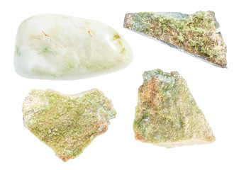 set of various Vesuvianite crystals isolated