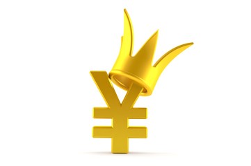 Obraz premium Yen currency with golden crown