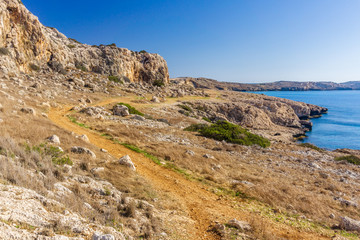 View of turquoise water beach in Aiya Napa, Cyprus. Ayia Napa coastline.