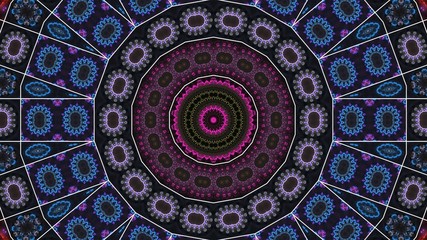 Round gradient mandala. mandala Illustration in green and pink colors. Mandala with floral patterns. Seamless pattern with a kaleidoscope